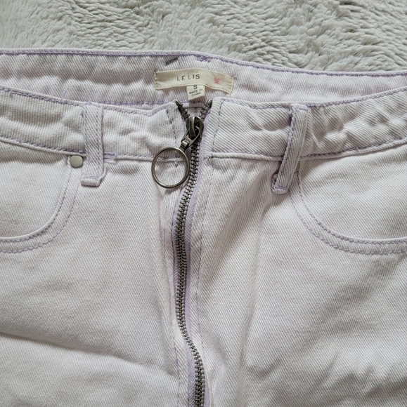 ✨️CL Le Lis Lavender Purple Raw Curve Hem Full Zip Up Cotton Skirt Size S - Picture 6 of 12
